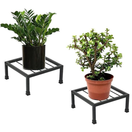 Anti Rust Square Metal Plant Stand (Pack of 2) - 9.84 inches, Gardening Stand for Balcony, Indoor & Outdoor