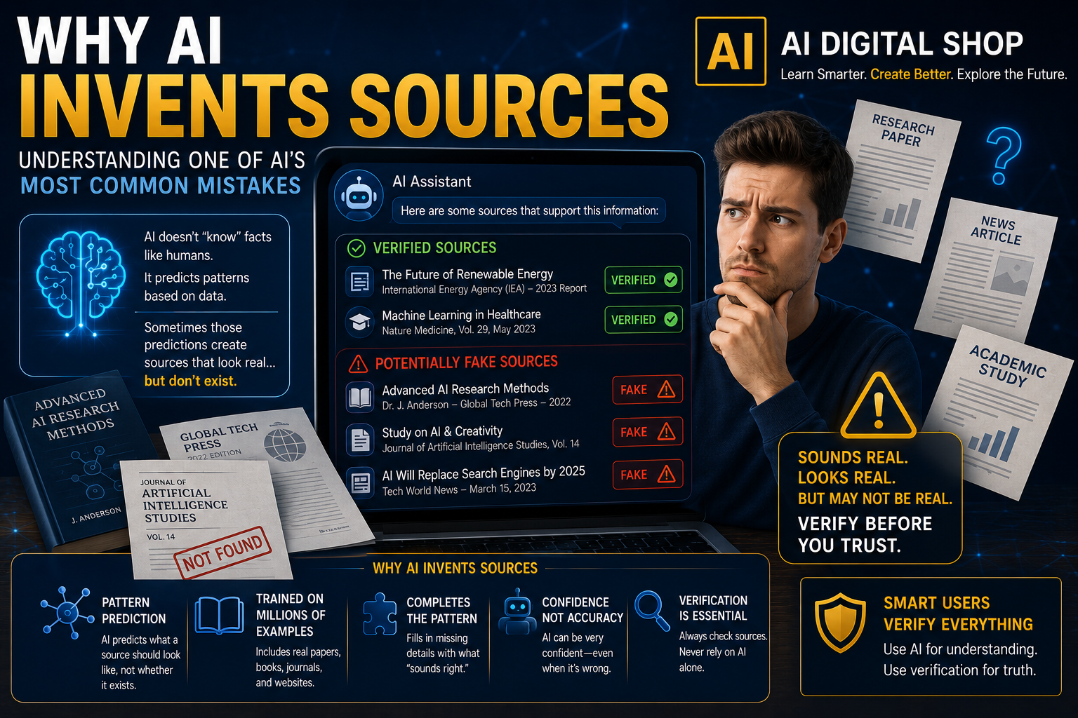 why AI invents sources