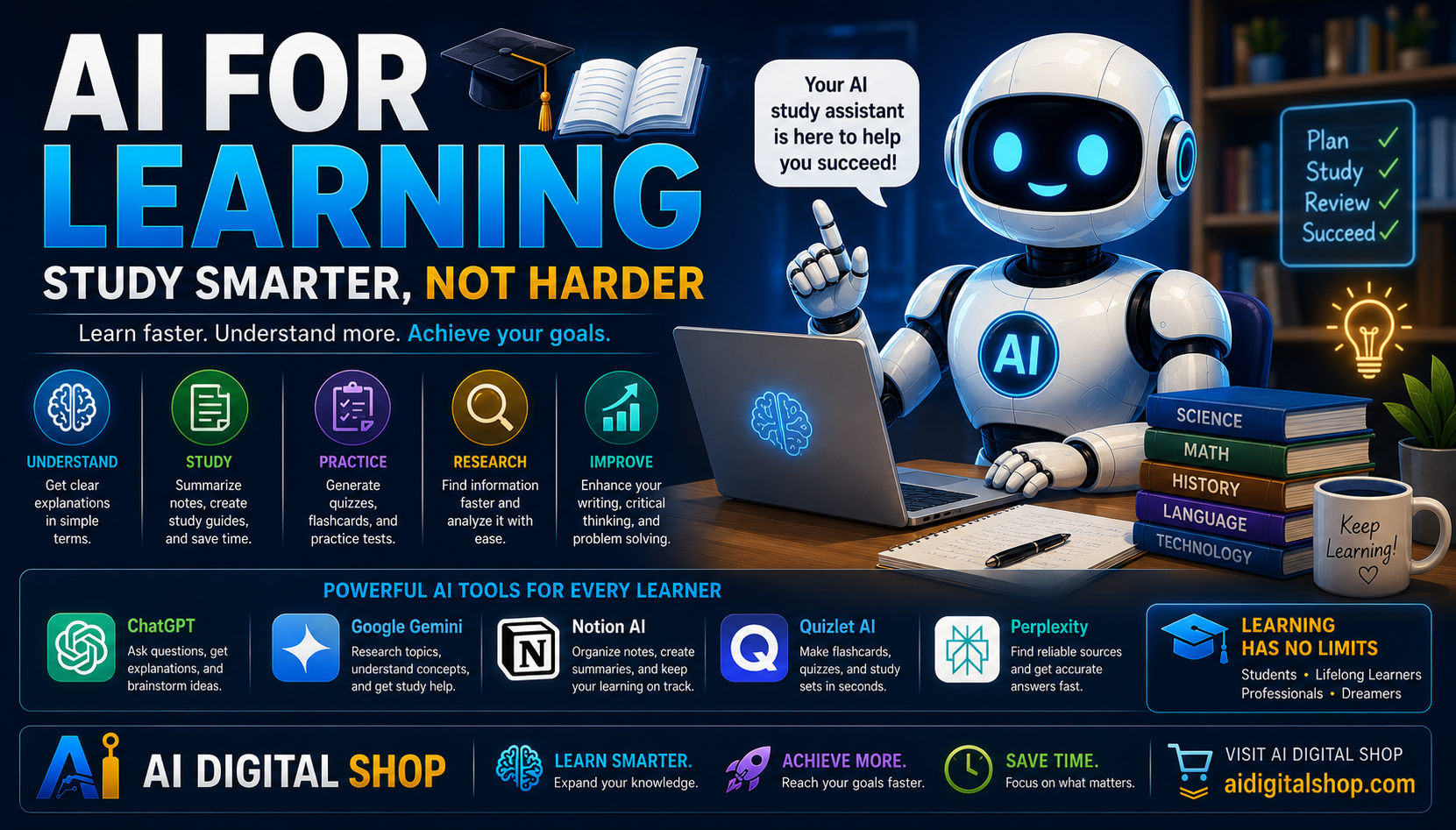 AI for learning. Study smarter not harder.